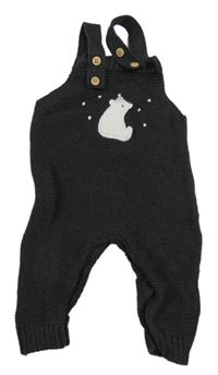 Antracitové pletené laclové tepláky s ledním medvědem F&F