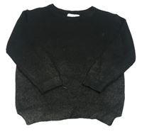 Černo-stříbrný žebrovaný pletený svetr LEISURE CLUB