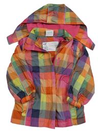 Barevná kostkovaná šusťáková podzimní bunda s kapucí Topolino