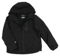 Černá šusťáková zateplená bunda s kapucí Primark