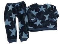 2set - Tmavomodrá chlupatá mikina s hvězdami + tepláky Next