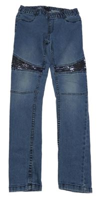 Modré džegíny s flitry Y.F.K.