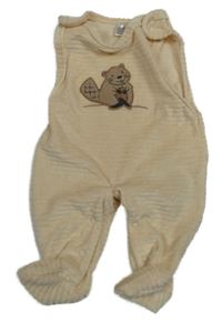 Světlebéžové sametové žebrované dupačky s bobrem Ergee