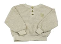 Béžová huňatá mikina se srdíčkem Kiabi 