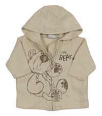 Světlebéžová propínací mikina s medvídkem a kapucí Cherokee