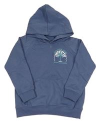 Modrošedá mikina s palmou a kapucí 