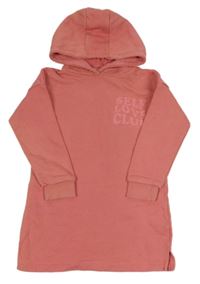 Broskvové teplákové šaty s nápisem a kapucí Matalan