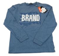 Nové - Modré batikované triko s nápisem