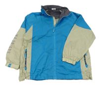 Modro-šedá šusťáková jarní bunda s kapucí Pocopiano