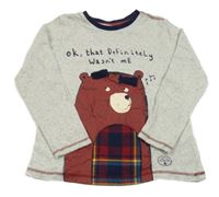 Šedé melírované pyžamové triko s medvědem George