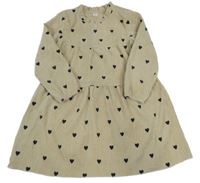 Béžové manšestrové šaty se srdíčky Shein