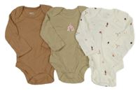 3x body - hnědé + béžové + bílé s obrázky Lily & Dan