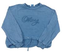 Modrá crop mikina s 3D nápisem Mayoral