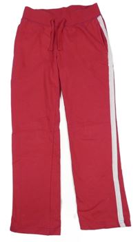 Malinové tepláky s pruhem 