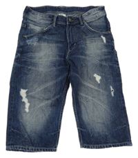 Tmavomodré dlouhé riflové kraťasy s prošoupáním Denim Co.