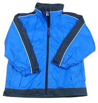 Modro-tmavomodrá šusťáková jarní bunda s ukrývací kapucí Pocopiano