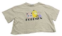 Béžové crop tričko s Pokémony zn. H&M