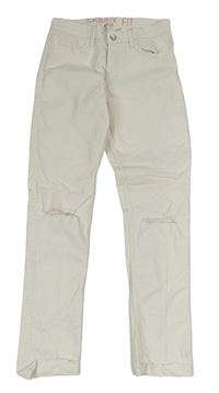 Bílé skinny fit rifle s dírami na kolenou H&M