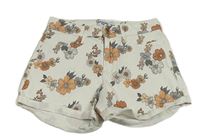 Bílé riflové kraťasy s květy Abercrombie&Fitch