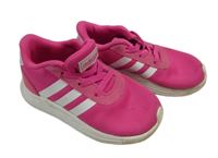 Růžové koženkovo/textilní botasky s logem Adidas vel. 25