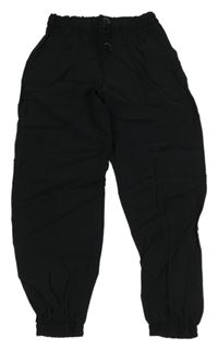 Černé plátěné cuff kalhoty Zara