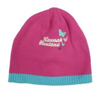 Růžovo-modrá pletená čepice s Hannah Montana