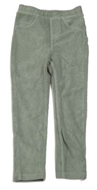 Světlekhaki sametové žebrované tregíny 