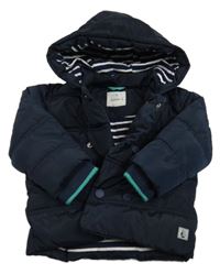 Tmavomodrá šusťáková zimní bunda s kapucí Jasper Conrab