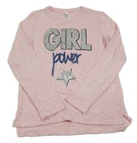 Světlerůžové úpletové triko s nápisem C&A