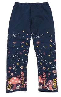 Tmavomodré legíny s kytičkami Topolino