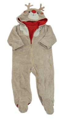 Béžová chlupatá zateplená kombinéza s kapucí - sob Early Days