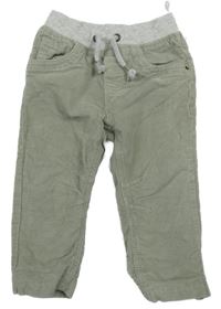 Zelenošedé manšestrové podšité kalhoty C&A