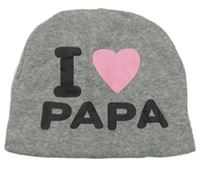 Šedá bavlněná čepice s  nápisem