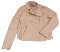 Světlerůžový koženkový jarní crop křivák Next