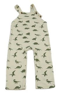 Béžové žebrované laclové kalhoty s dinosaury 