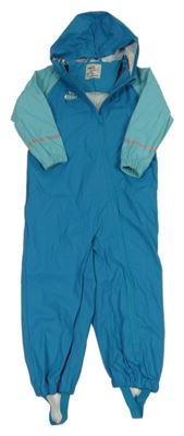 Azurovo-světlemodrá nepromokavá kombinéza s kapucí Kuniboo