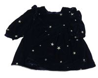 Tmavomodré sametové šaty s hvězdičkami Matalan