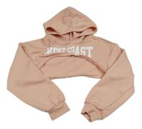 Světlerůžová crop mikina s nápisem a kapucí Shein 