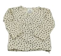 Smetanovo-hnědé puntíkované zavinovací triko 