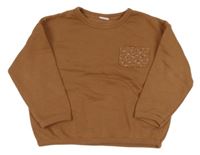 Hnědá crop mikina s kapsou