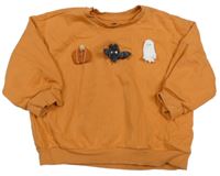 Oranžová oversize halloweenská mikina s nášivkami Nutmeg