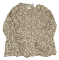 Růžovo-černo-žlutá kytičkovaná halenka Yigga 