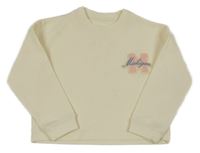 Smetanová žebrovaná crop oversize mikina s nápisem Dunnes