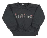 Šedá oversize mikina s kytičkami M&S