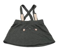 Šedá tepláková sukně s králíčkem a kšandami H&M