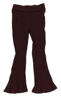 Vínové žebrované flare legíny George