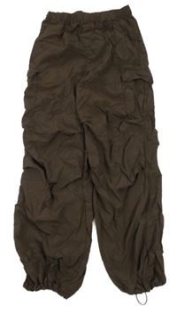 Kávové šusťákové cargo cuff kalhoty H&M