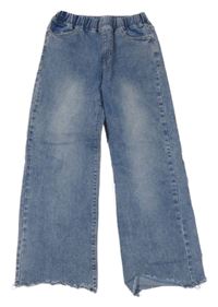 Modré wide leg roztřepené rifle Futurio