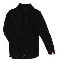 Černý žebrovaný propínací svetr s rolákem H&M