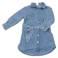 Světlemodré propínací riflové šaty s páskem H&M